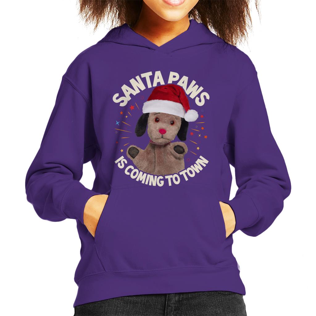 Sooty Christmas Sweep Santa Paws Is Coming To Town Kid's Hooded Sweatshirt-Sooty's Shop