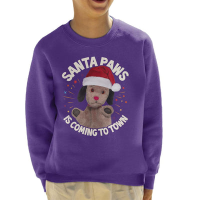 Sooty Christmas Sweep Santa Paws Is Coming To Town Kid's Sweatshirt-Sooty's Shop
