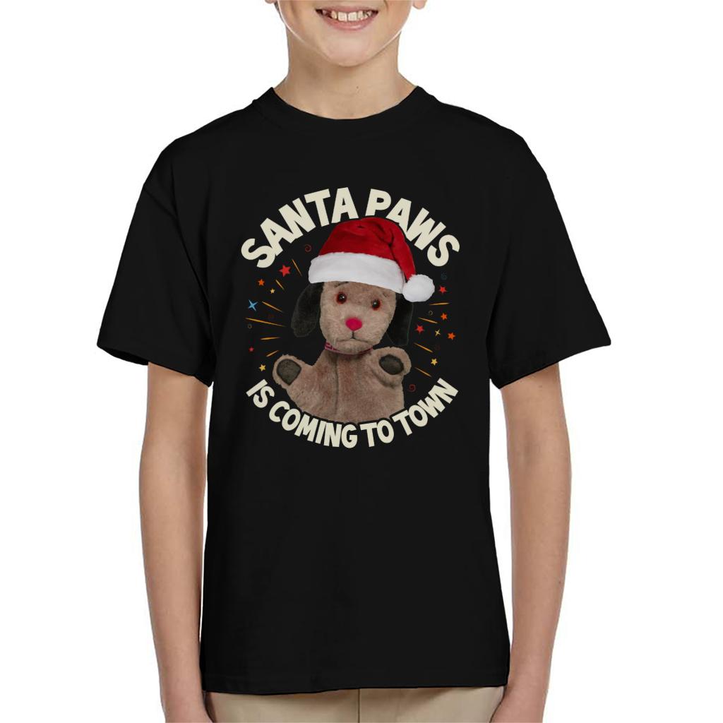 Sooty Christmas Sweep Santa Paws Is Coming To Town Kid's T-Shirt-Sooty's Shop