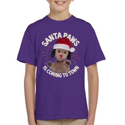 Sooty Christmas Sweep Santa Paws Is Coming To Town Kid's T-Shirt-Sooty's Shop