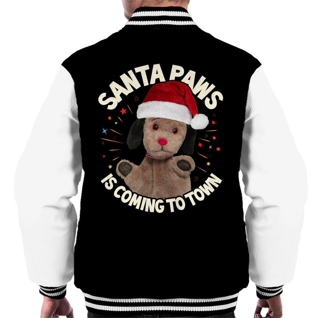 Sooty Christmas Sweep Santa Paws Is Coming To Town Men's Varsity Jacket-Sooty's Shop