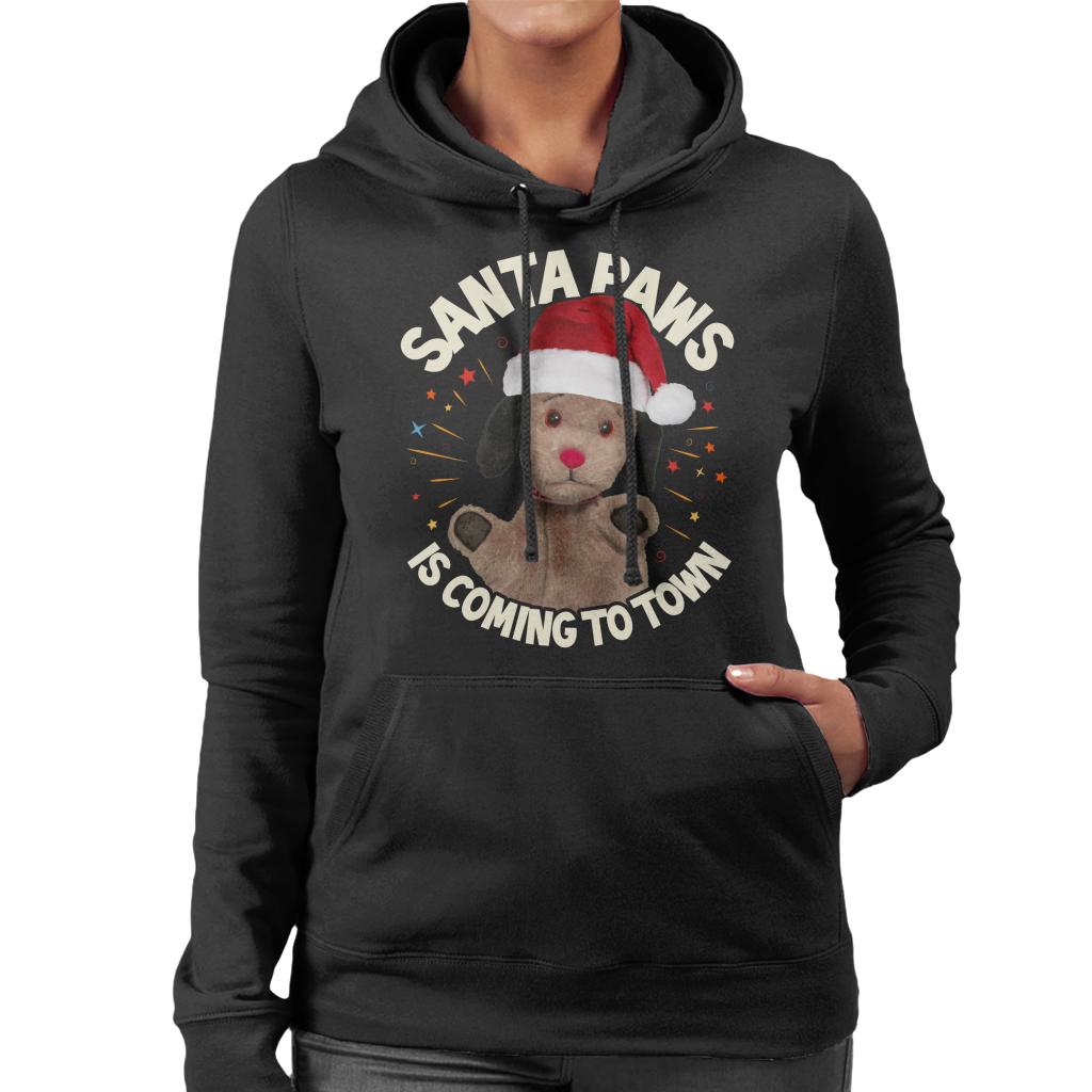 Sooty Christmas Sweep Santa Paws Is Coming To Town Women's Hooded Sweatshirt-Sooty's Shop