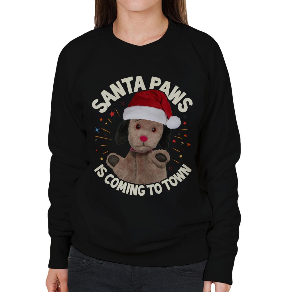 Sooty Christmas Sweep Santa Paws Is Coming To Town Women's Sweatshirt-Sooty's Shop