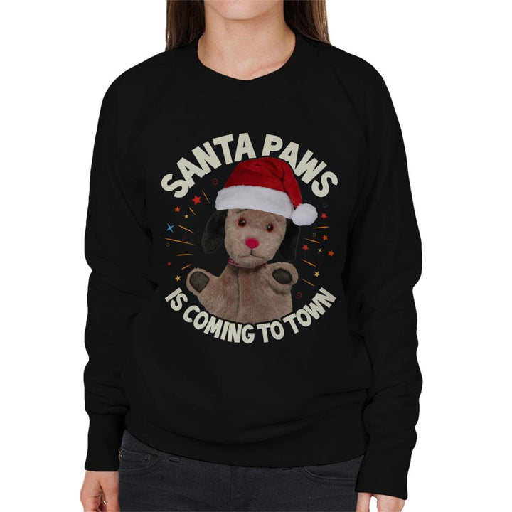 Sooty Christmas Sweep Santa Paws Is Coming To Town Women's Sweatshirt-Sooty's Shop