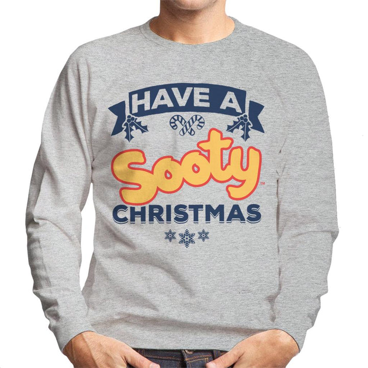 Sooty Christmas Have A Sooty Christmas Blue Banner Design Men's Sweatshirt-Sooty's Shop