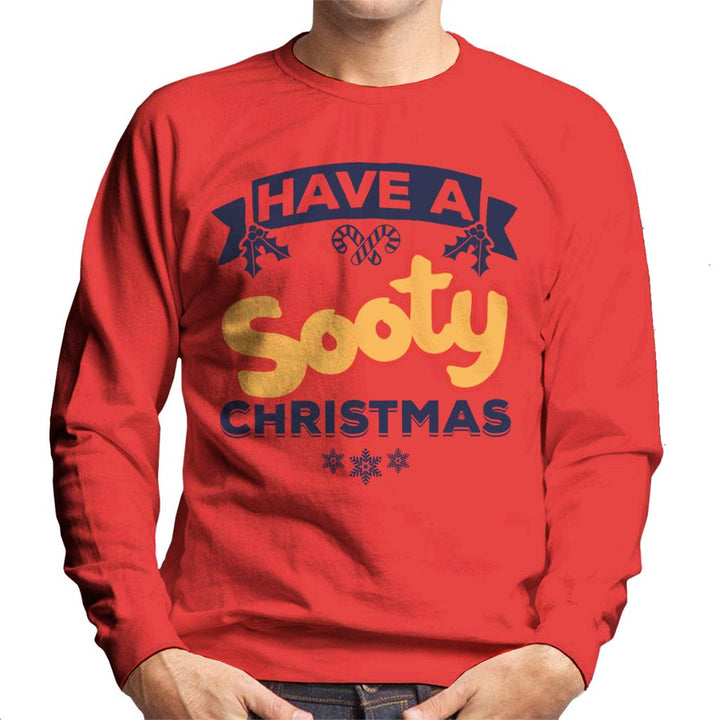 Sooty Christmas Have A Sooty Christmas Blue Banner Design Men's Sweatshirt-Sooty's Shop