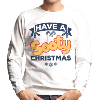 Sooty Christmas Have A Sooty Christmas Blue Banner Design Men's Sweatshirt-Sooty's Shop