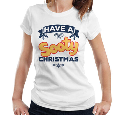 Sooty Christmas Have A Sooty Christmas Blue Banner Design Women's T-Shirt-Sooty's Shop