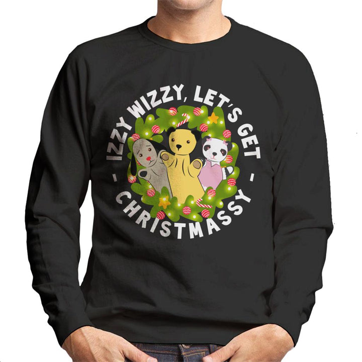 Sooty Christmas Illuminated Wreath Men's Sweatshirt-Sooty's Shop