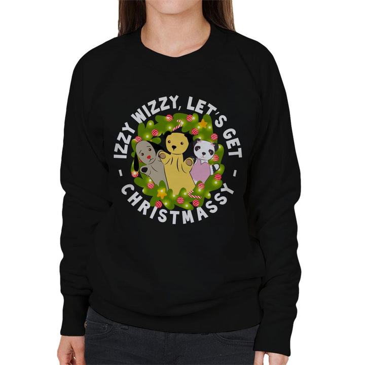Sooty Christmas Illuminated Wreath Women's Sweatshirt-Sooty's Shop
