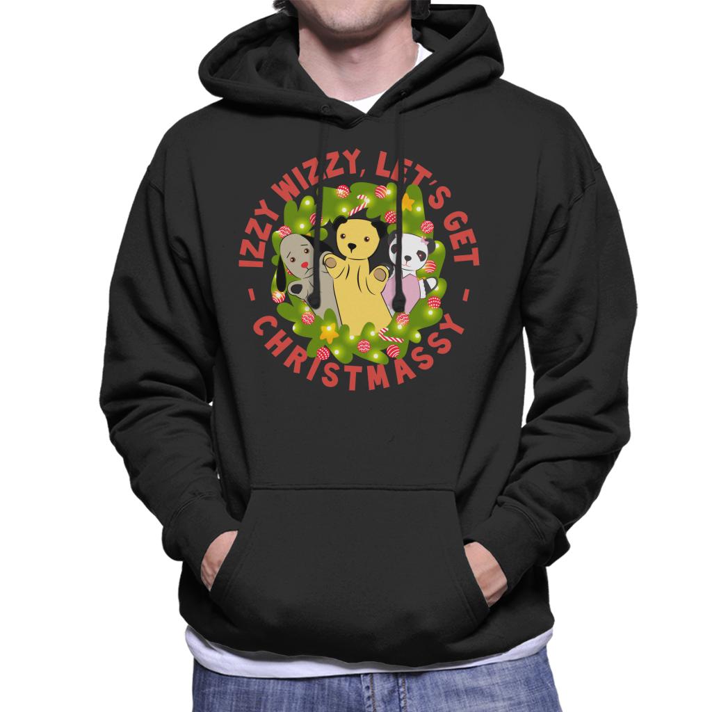 Sooty Christmas Illuminated Wreath Izzy Wizzy Lets Get Chrismassy Men's Hooded Sweatshirt-Sooty's Shop