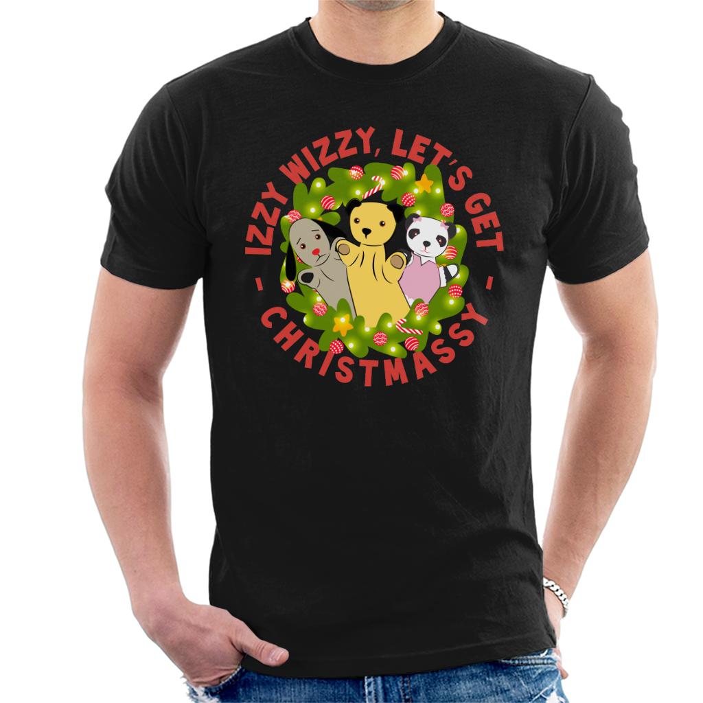 Sooty Christmas Illuminated Wreath Izzy Wizzy Lets Get Chrismassy Men's T-Shirt-Sooty's Shop