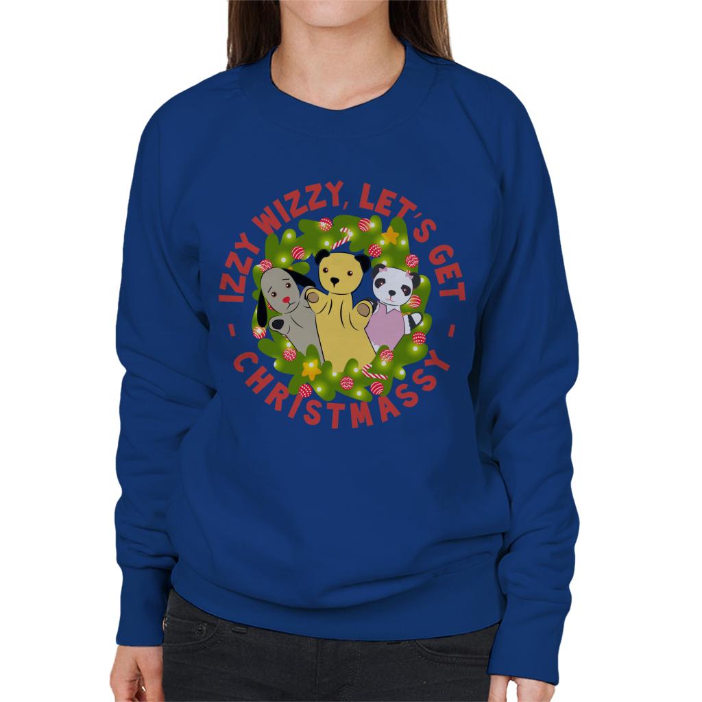 Sooty Christmas Illuminated Wreath Izzy Wizzy Lets Get Chrismassy Women's Sweatshirt-Sooty's Shop